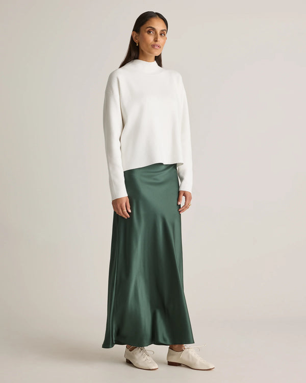 100% Washable Silk Maxi Skirt - XS / Champagne