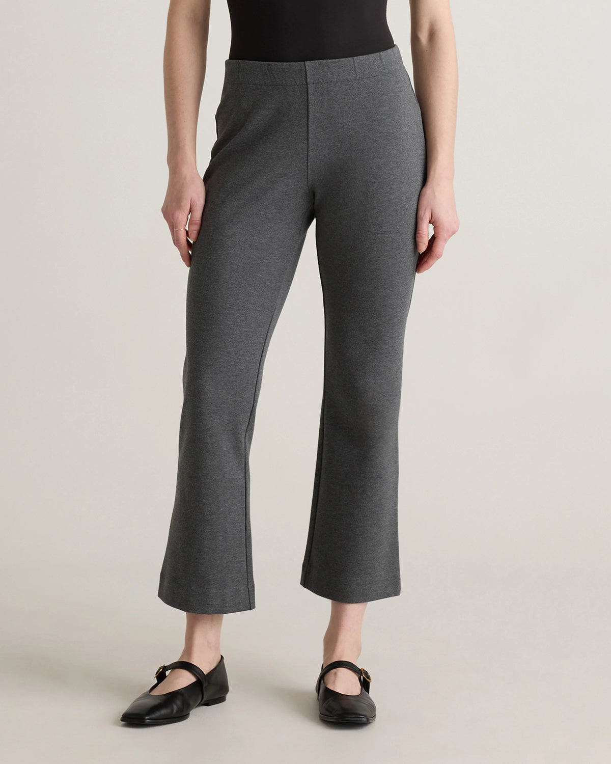 Organic Cotton Double Knit Kick Flare Pants - XS / Heather Charcoal Grey Main image