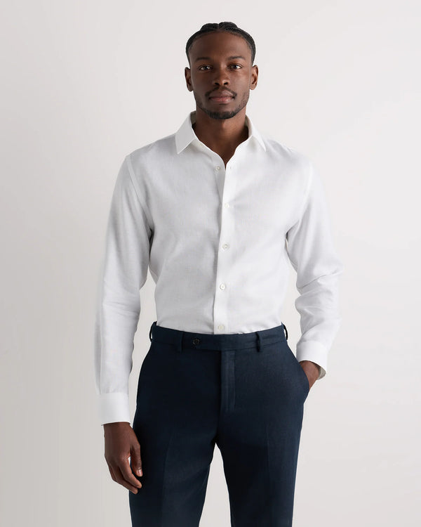 100% European Linen Wrinkle-Resistant Dress Shirt - S / Chambray Blue