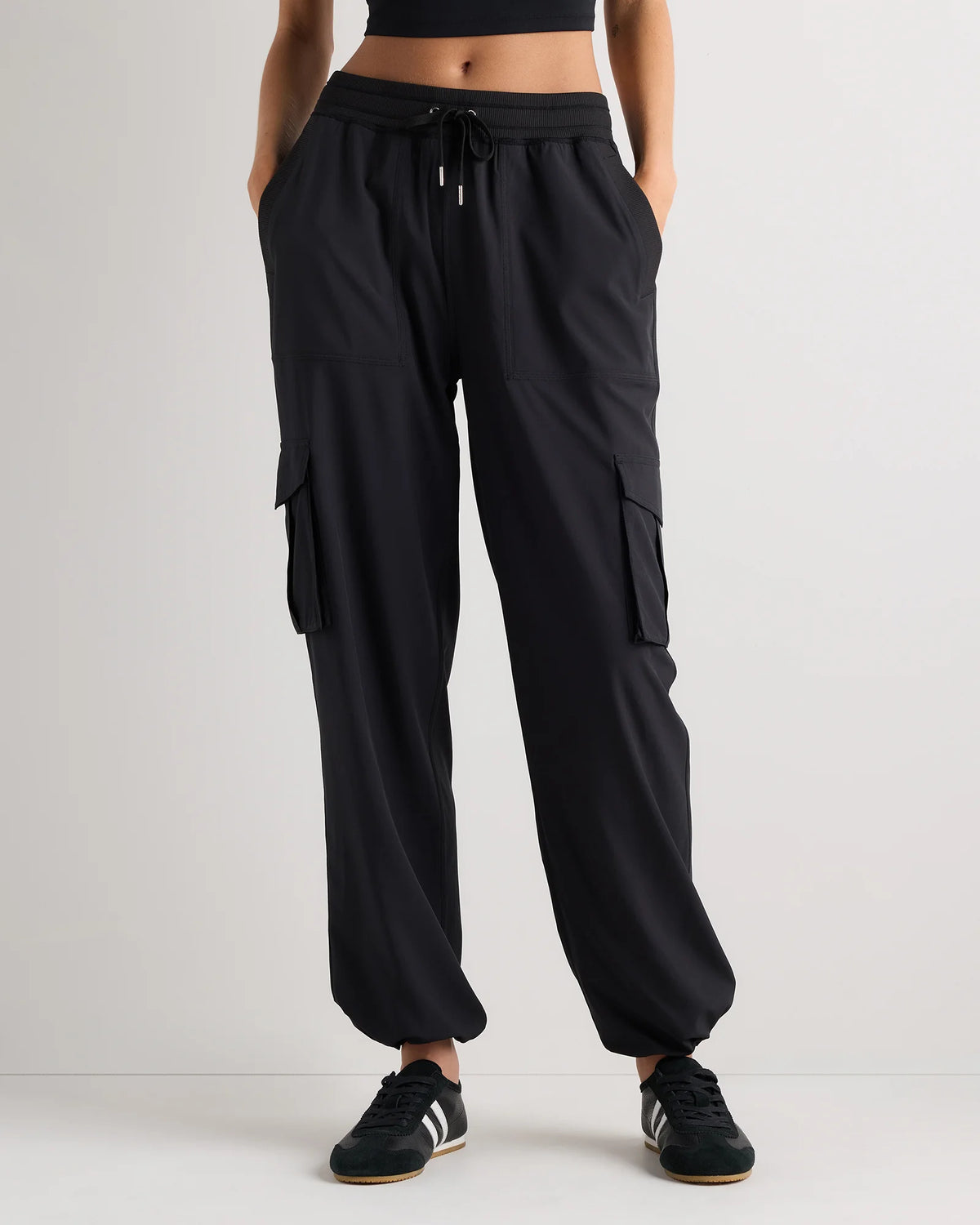 Performance Tech Cargo Mid-Rise Pants - XS / Black Main image
