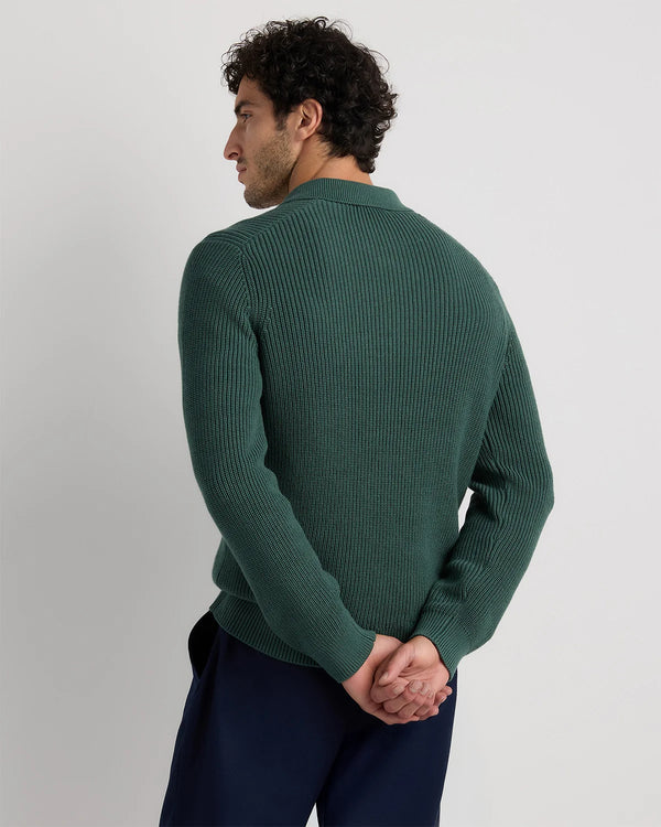 100% Organic Cotton Ribbed Polo Sweater - XS / Mid Heather Grey