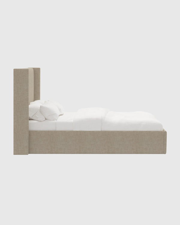 100% Linen Wingback Bed - Full / Canvas