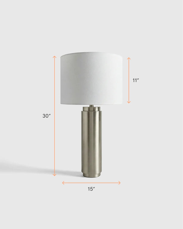 Cylindrical Iron Table Lamp - One Size / Brass