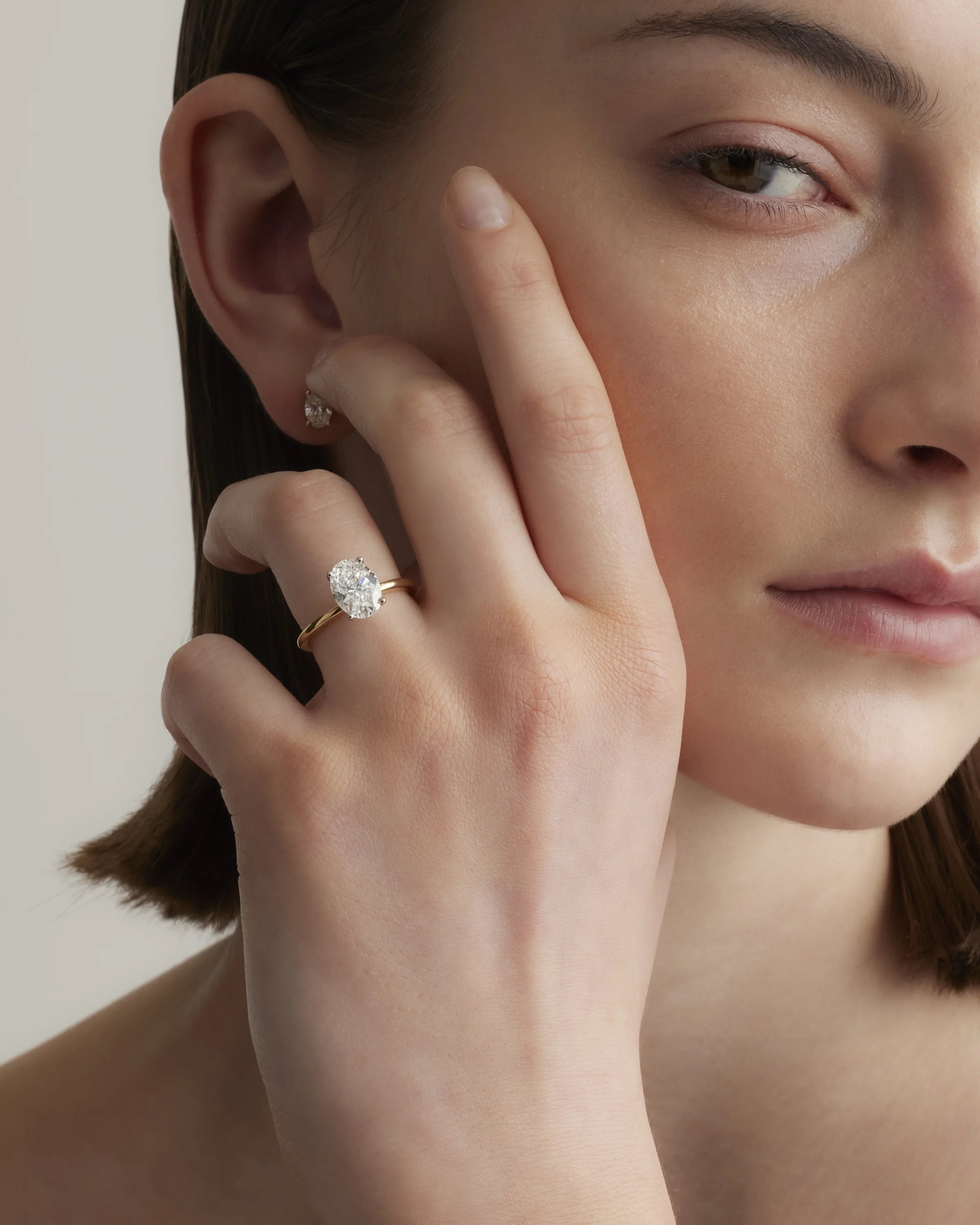 Lab Grown Diamond Oval Petite Classic Engagement Ring - 2ct - 4 / Yellow Gold Secondary image