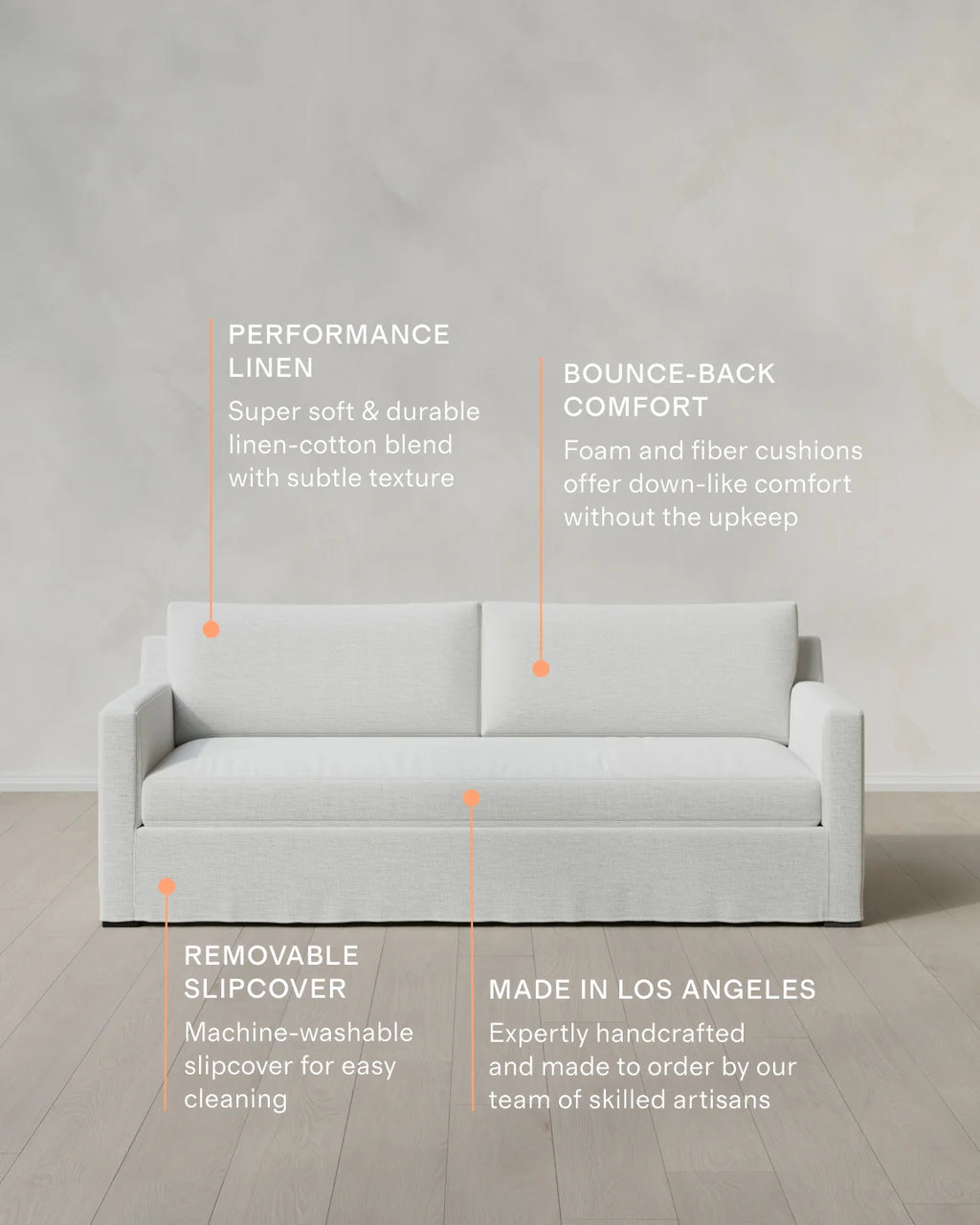 Ellery Slipcover Sofa in Performance Linen - 7ft / Sand