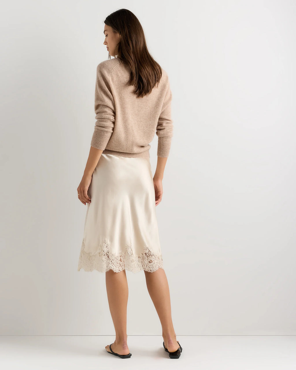 100% Washable Silk Lace Skirt - XS / Vintage Pink