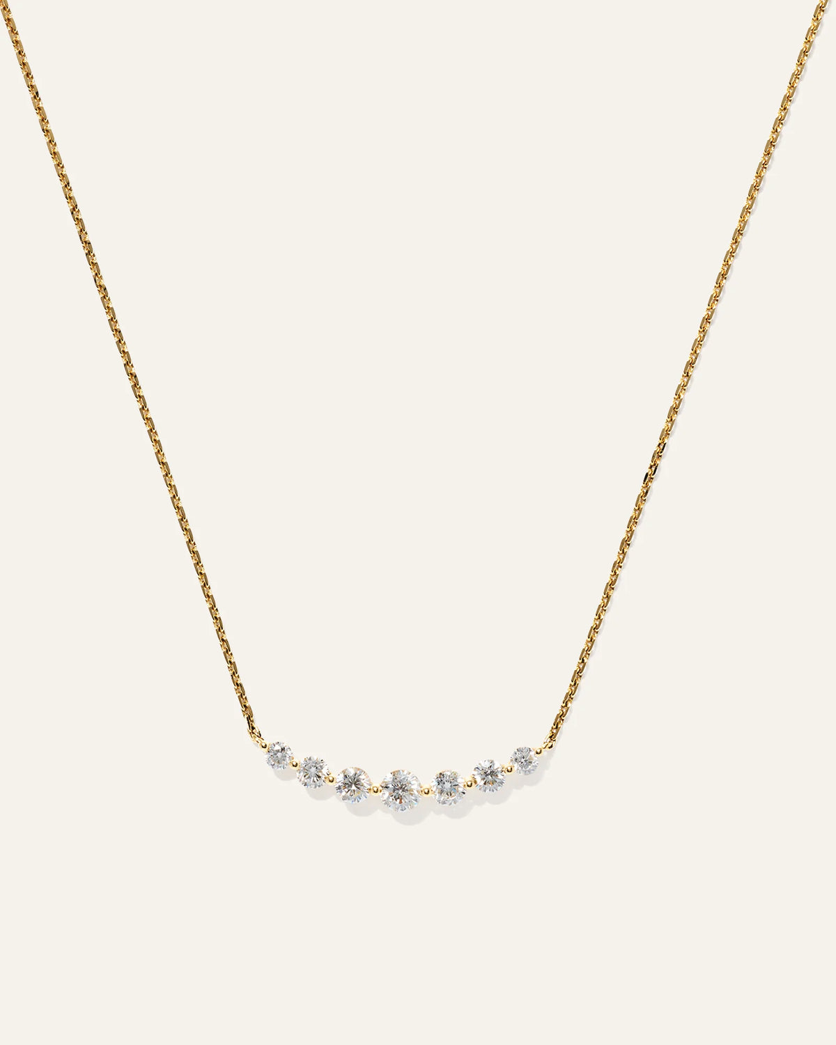 14K Gold Lab Grown Diamond Graduated Bar Necklace - One Size / Yellow Gold Main image