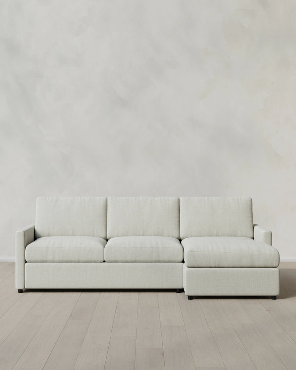Brennan Performance Chenille Linen Blend Chaise Sectional - Right Arm / Snow