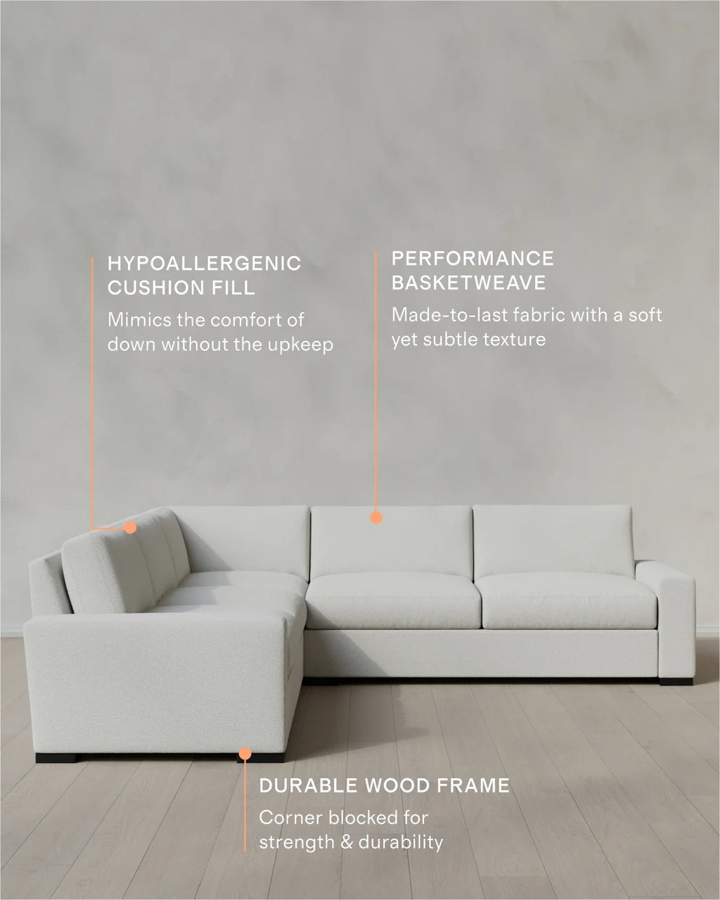 Stillman L Sectional in Performance Basketweave - 116x116 / Flax