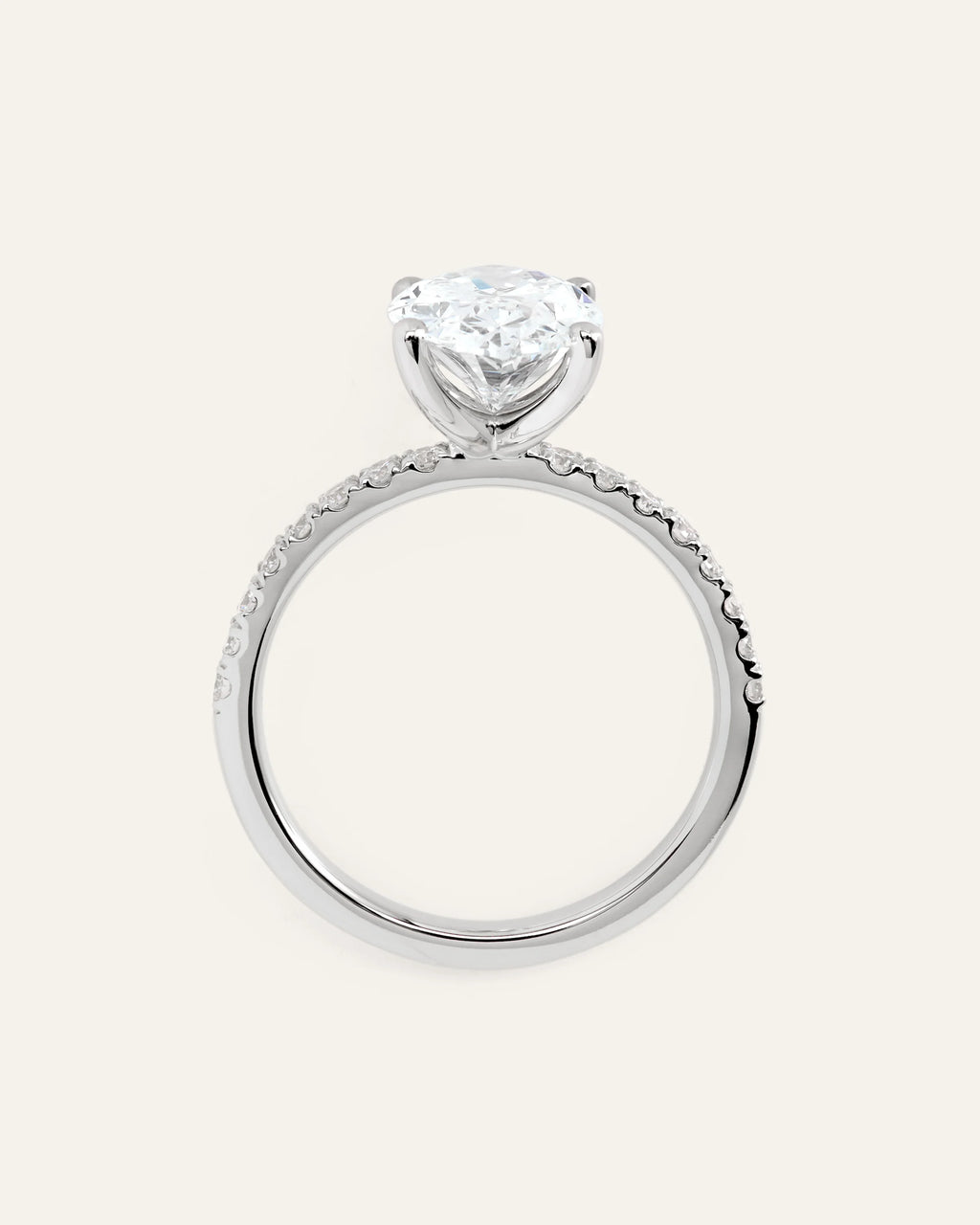 Lab Grown Diamond Oval Petite Pave Engagement Ring - 3ct - 4 / Yellow Gold