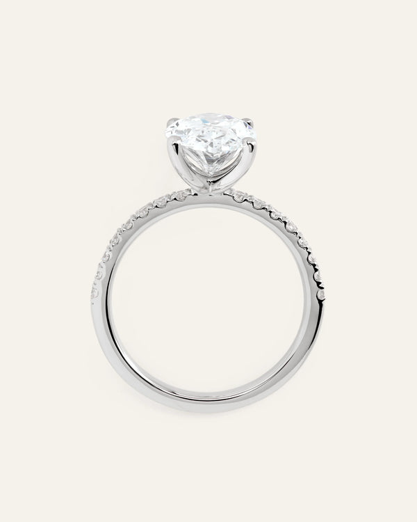 Lab Grown Diamond Oval Petite Pave Engagement Ring - 3ct - 4 / Yellow Gold