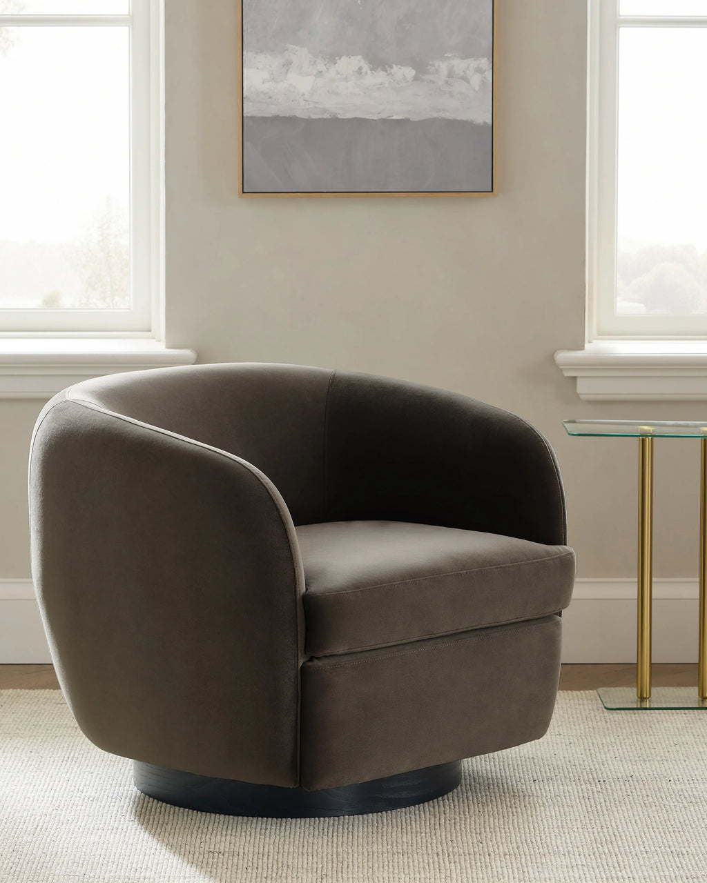 Performance Velvet Swivel Chair - One Size / Performance Velvet Taupe