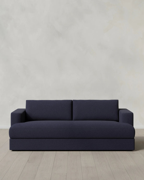 Sierra Curved Arm Sofa in Performance Basketweave - 7ft / Flax