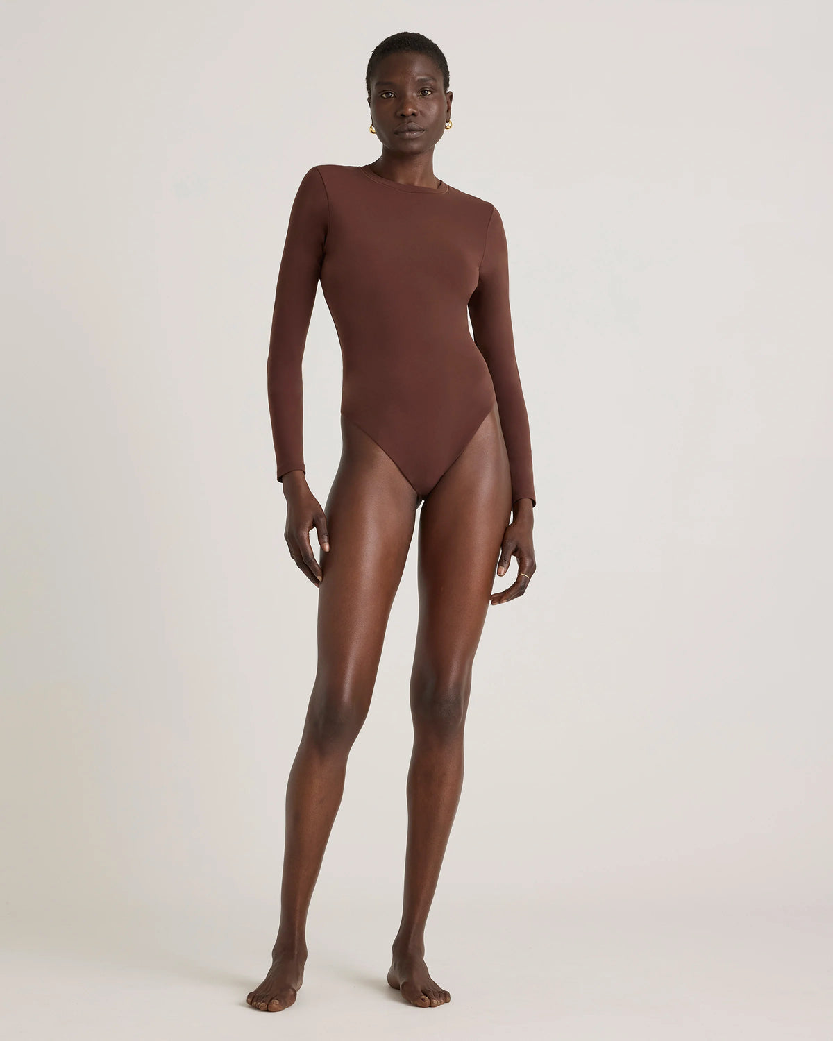 Second Skin Long Sleeve Crew Neck Bodysuit - XS / Cocoa Main image