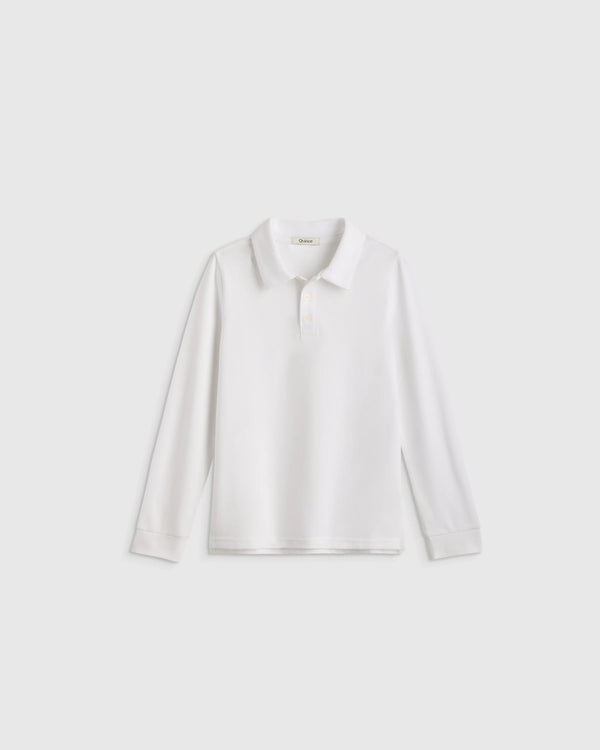 Organic Cotton Long Sleeve Pique Polo - 2T / White