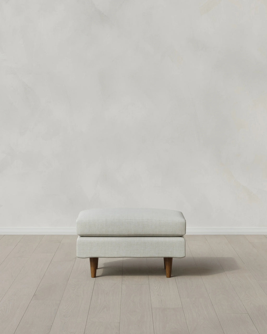 Atlas Midcentury Ottoman in Performance Chenille Linen Blend - 31.5" / Snow