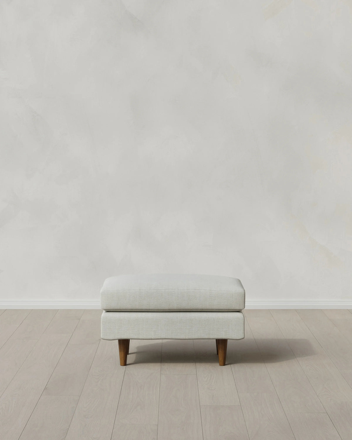 Atlas Midcentury Ottoman in Performance Chenille Linen Blend - 31.5" / Snow
