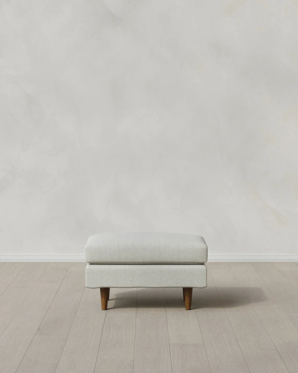 Atlas Midcentury Ottoman in Performance Chenille Linen Blend - 31.5" / Snow