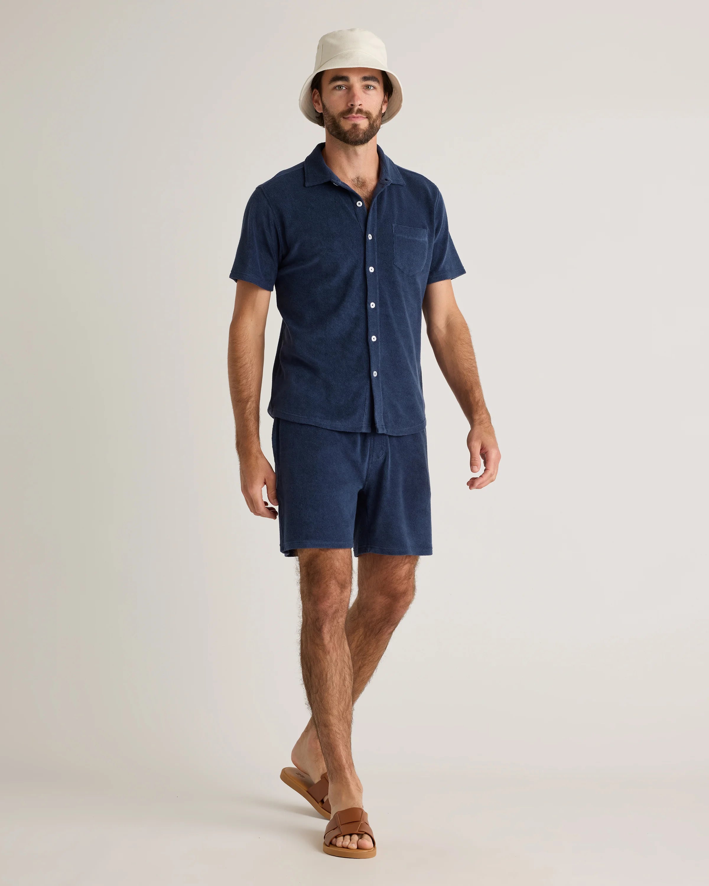 100% Organic Cotton Terry Towel Shorts - 6.5" - S / Deep Navy Secondary image