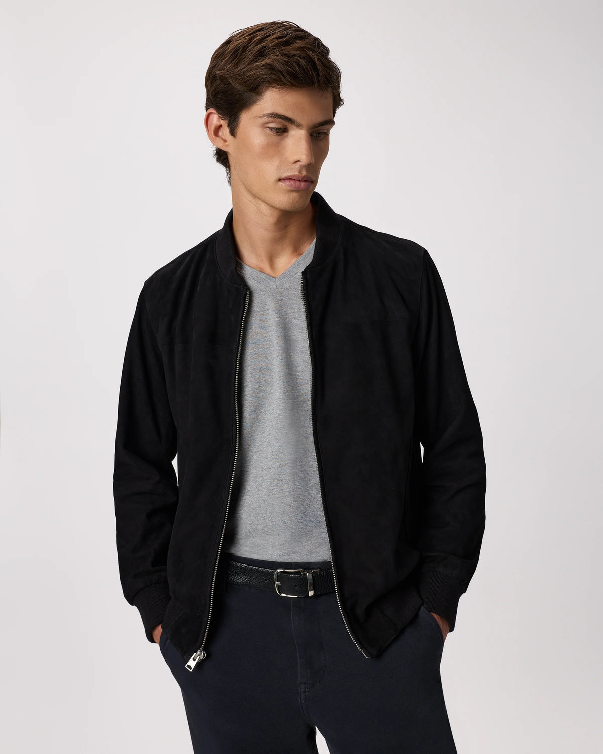 100% Suede Bomber Jacket - XS / True Black Main image