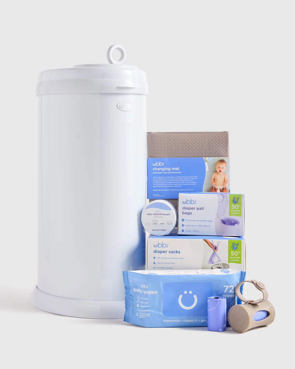 Ubbi Stainless Steel Diaper Pail Gift Set - One Size / White Main image
