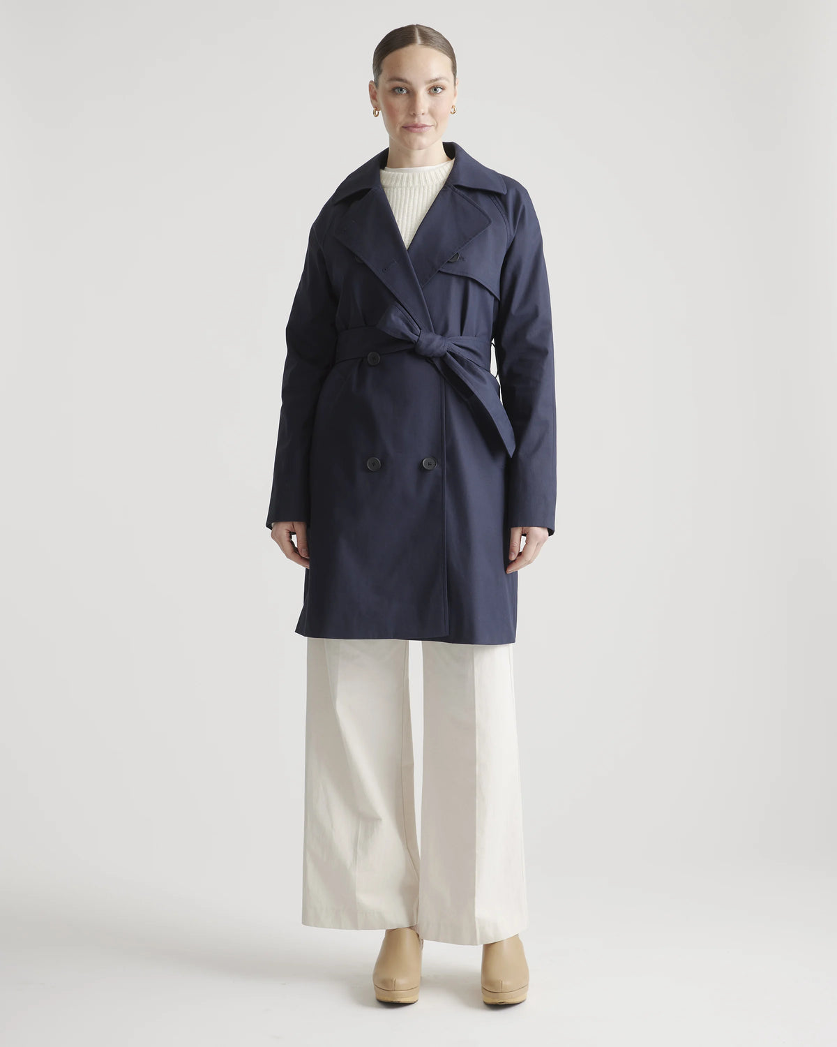 Comfort Stretch Trench Coat - XS / Navy Main image