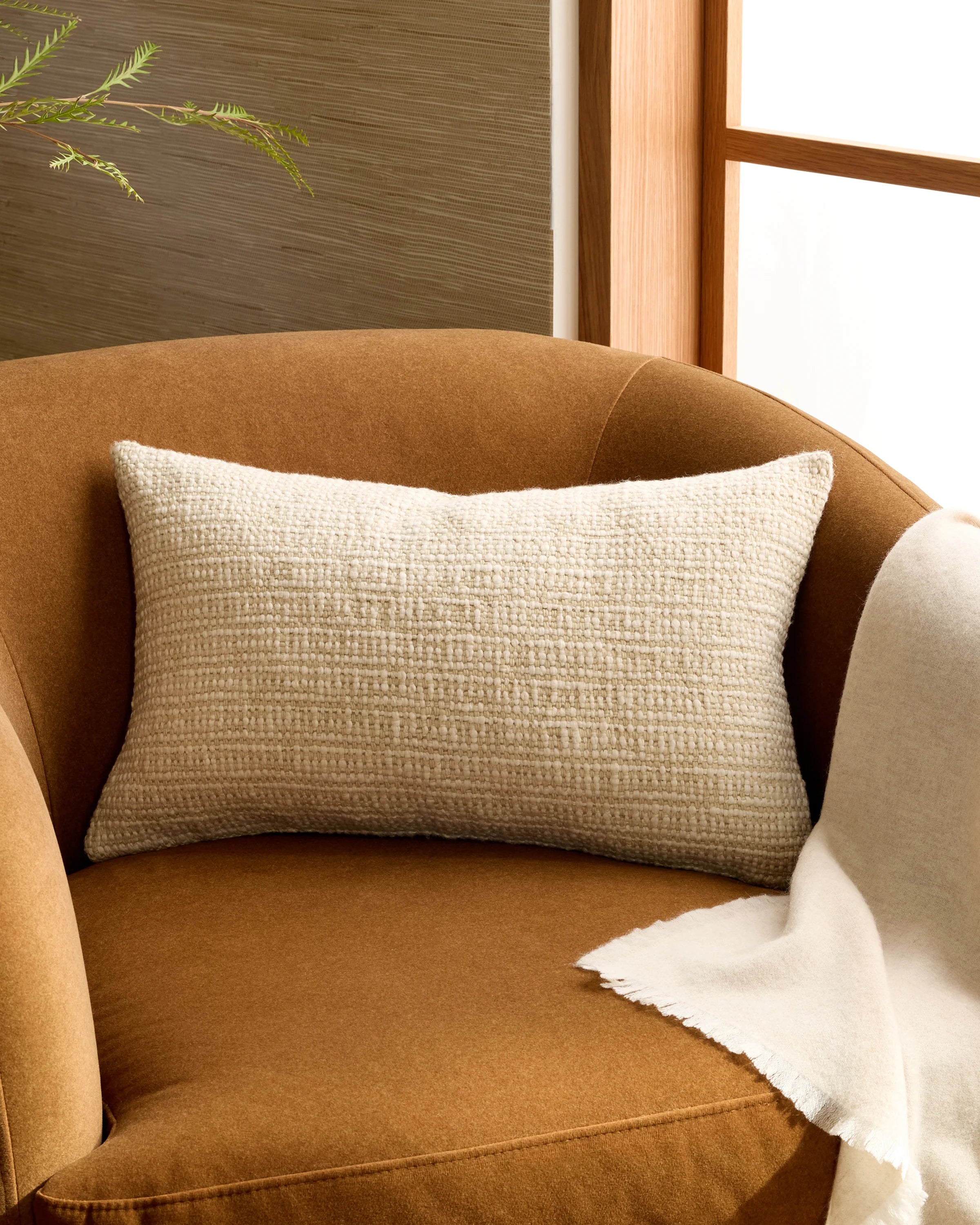 Wool Linen Textured Pillow Cover (Set of 2) - 12x20 / Ivory Secondary image