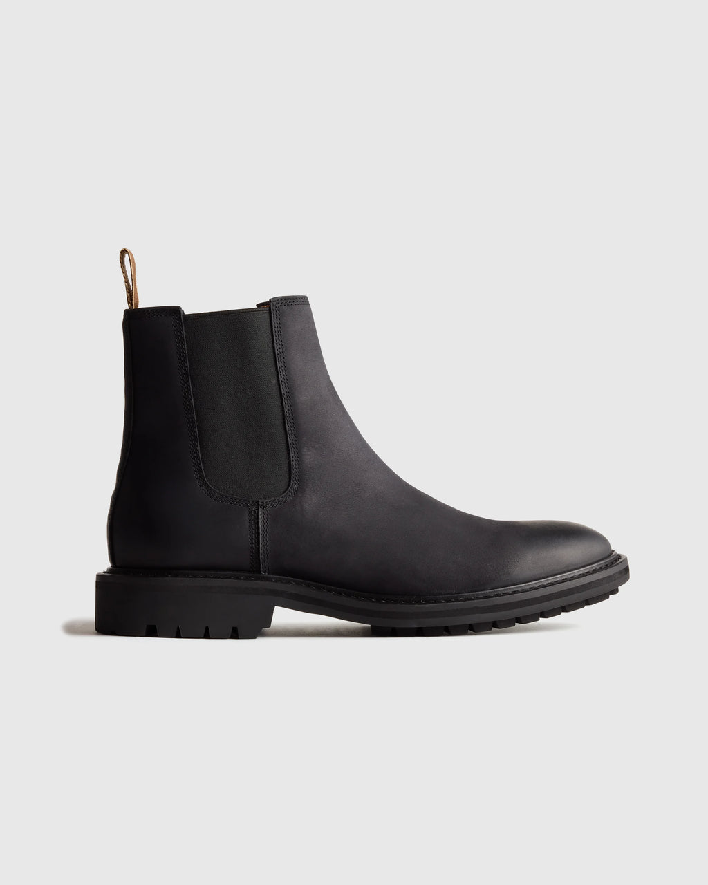 Rugged Leather Lug Sole Chelsea Boot - 7 / Firewood