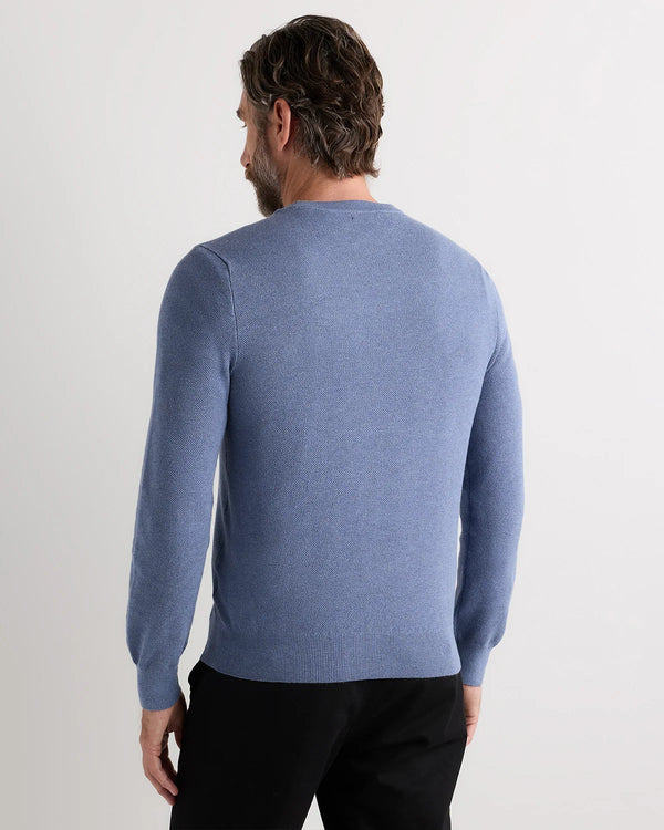 100% Organic Cotton Pique Crewneck Sweater - S / Moonstone Blue