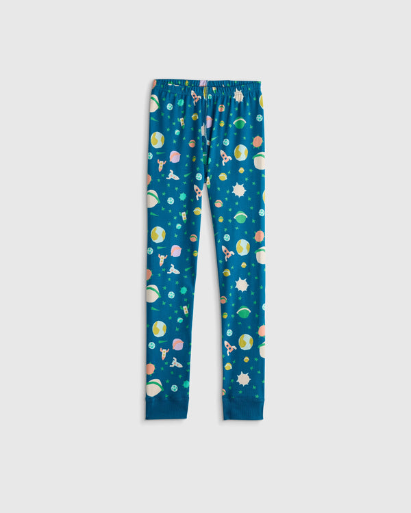100% Organic Cotton Short Sleeve and Pant Pajama Set - 2T / Planets