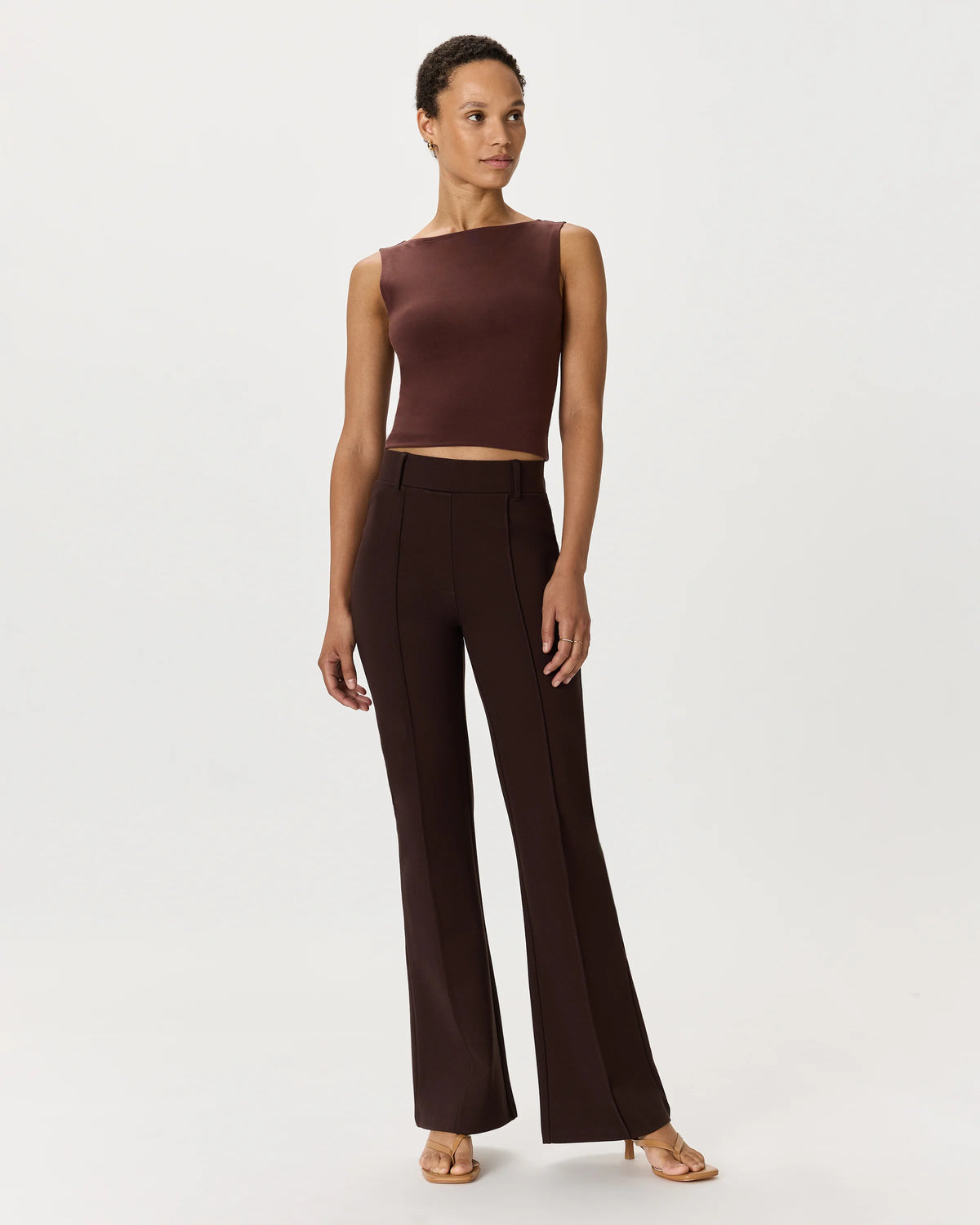 Ultra-Stretch Ponte Flare Leg Pants - XS / Espresso