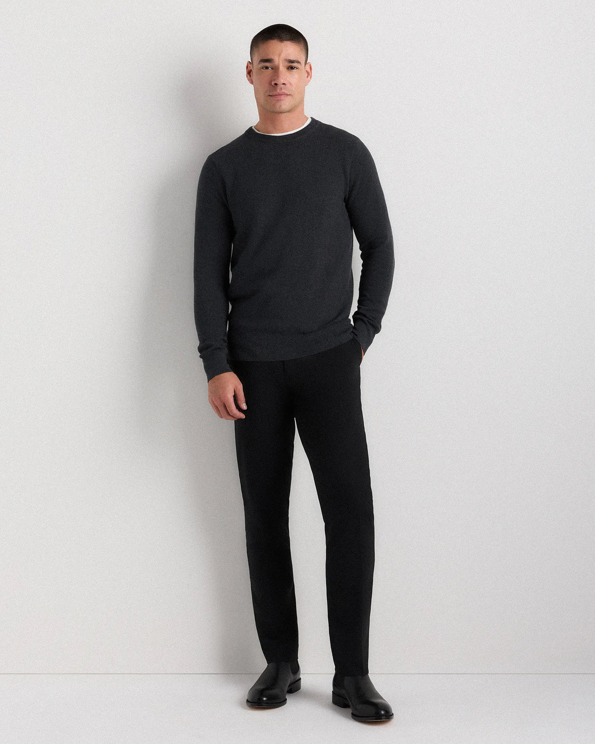 100% Organic Cotton Pique Crewneck Sweater - S / Moonstone Blue