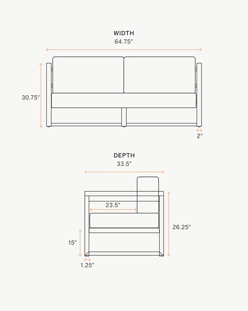 Linear Solid Teak Outdoor Sofa - 65" / Natural Teak