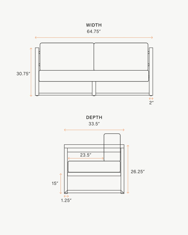 Linear Solid Teak Outdoor Sofa - 65" / Natural Teak