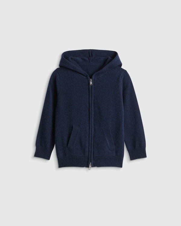 Washable Cashmere Full Zip Hoodie - 2T / True Navy