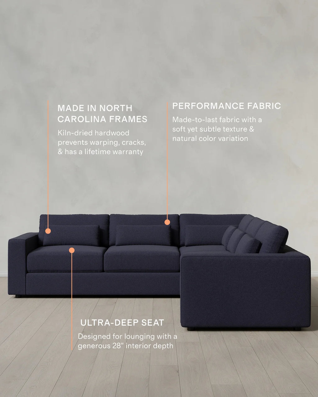 Ashford Deep Seat L Sectional in Performance Basketweave - 119x119 / Fog