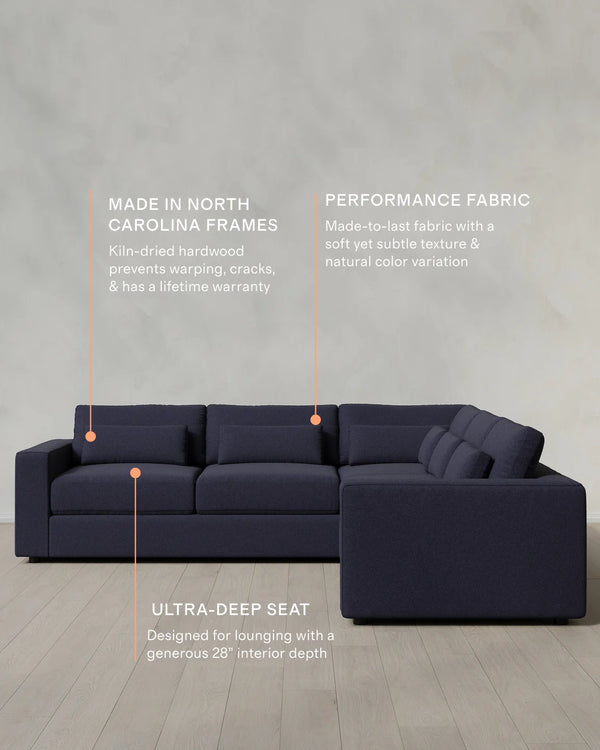 Ashford Deep Seat L Sectional in Performance Basketweave - 119x119 / Fog