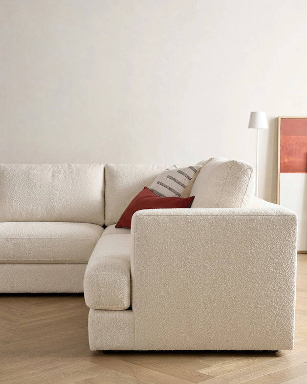 Sierra Curved Arm L Sectional in Performance Boucle - Right Arm / Mushroom