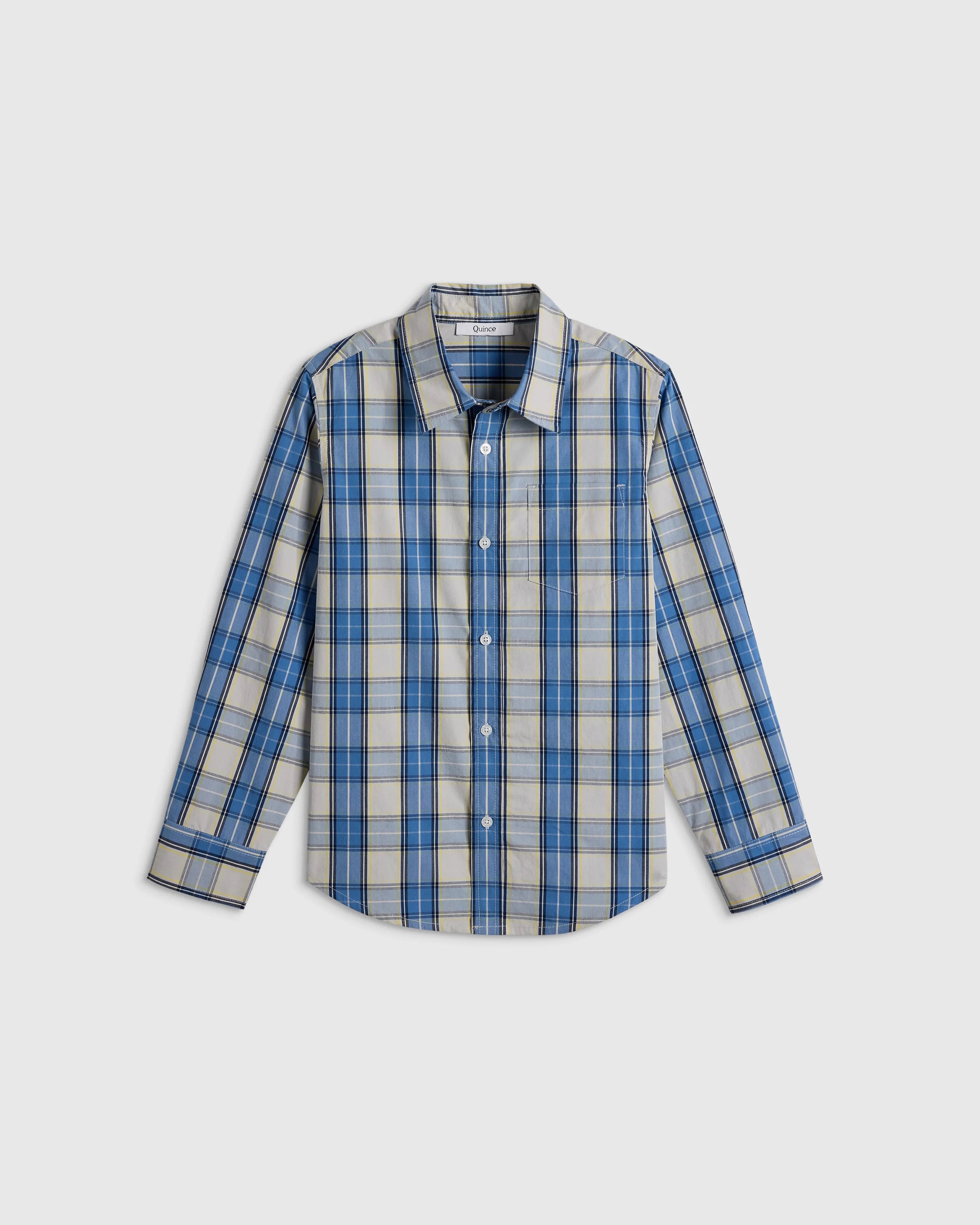 100% Cotton Poplin Printed Long Sleeve Button Down - 2T / Sage Gingham Secondary image