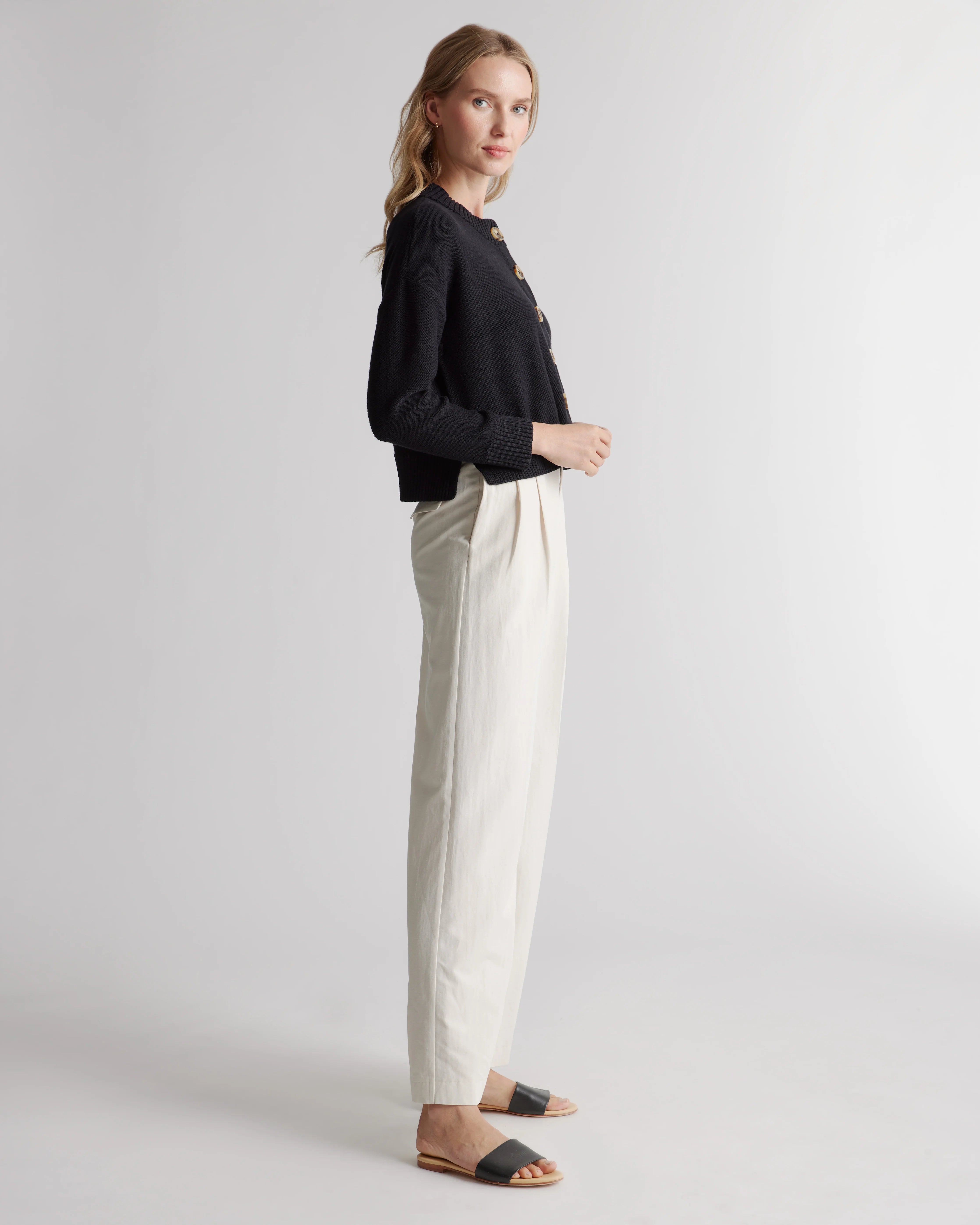 100% Organic Cotton Cropped Cardigan - XS / Heather Brown Secondary image