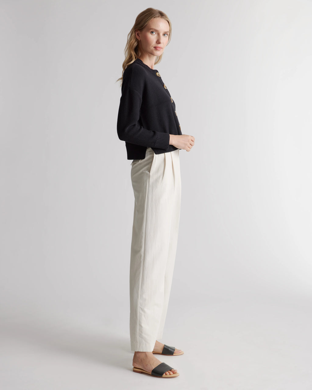 100% Organic Cotton Cropped Cardigan - XS / Heather Brown