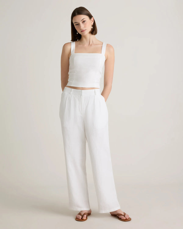 100% European Linen Pleated Trouser - 0 / Bayberry Olive
