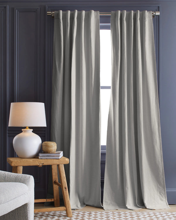 Cotton Slub Room Darkening Curtain - Single Panel - 48x84 / White