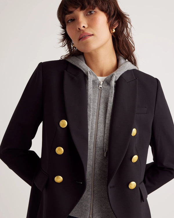 100% Mongolian Cashmere Hoodie Blazer Insert - XS/S/M / Black