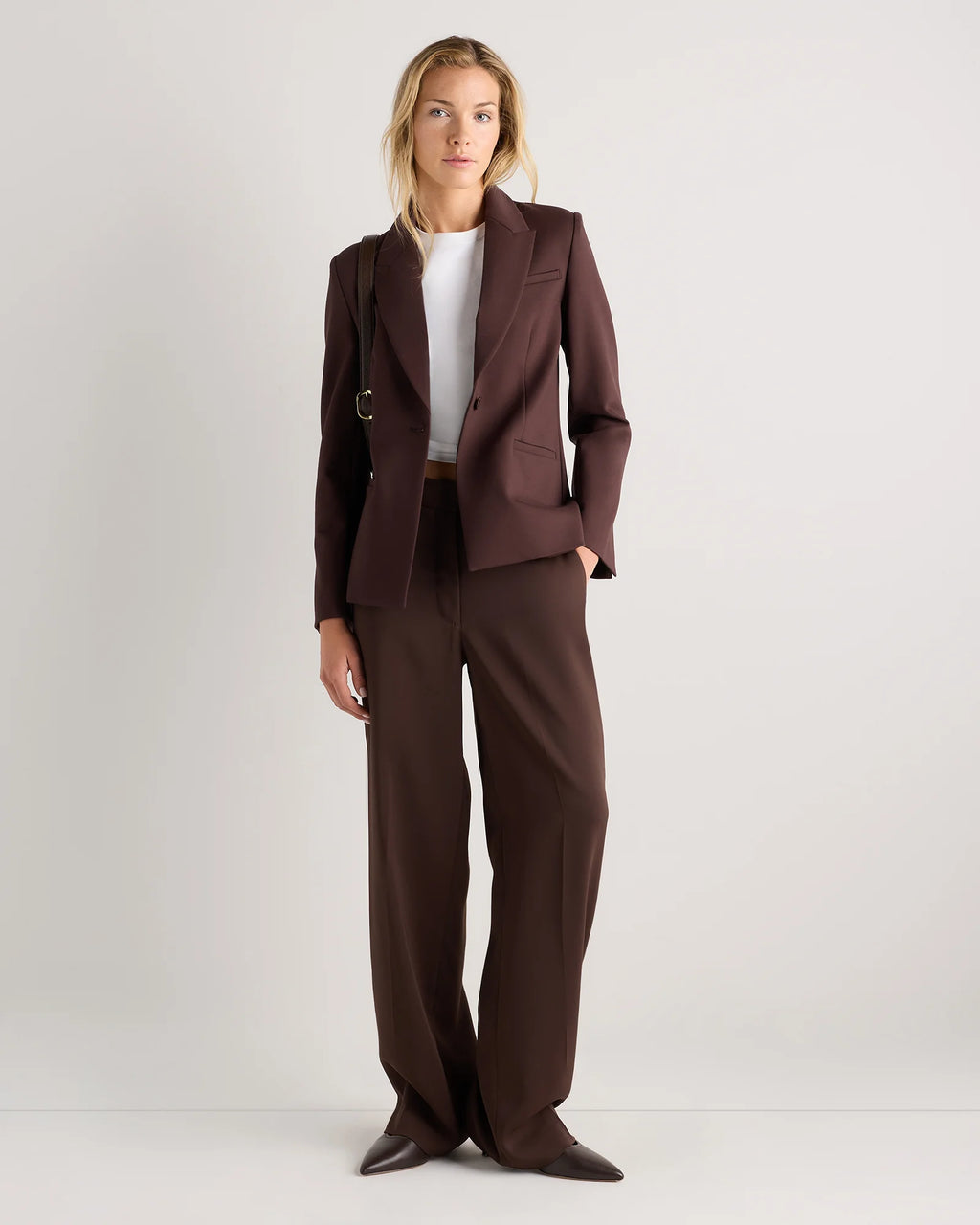 Ultra-Stretch Ponte Single-Breasted Blazer - XS / Espresso