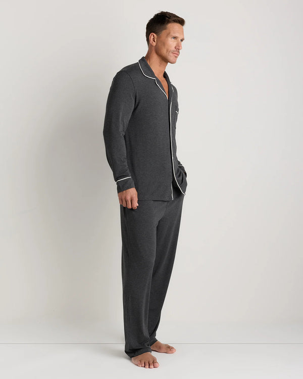 Bamboo Jersey Long Sleeve Pajama Set - S / Deep Navy