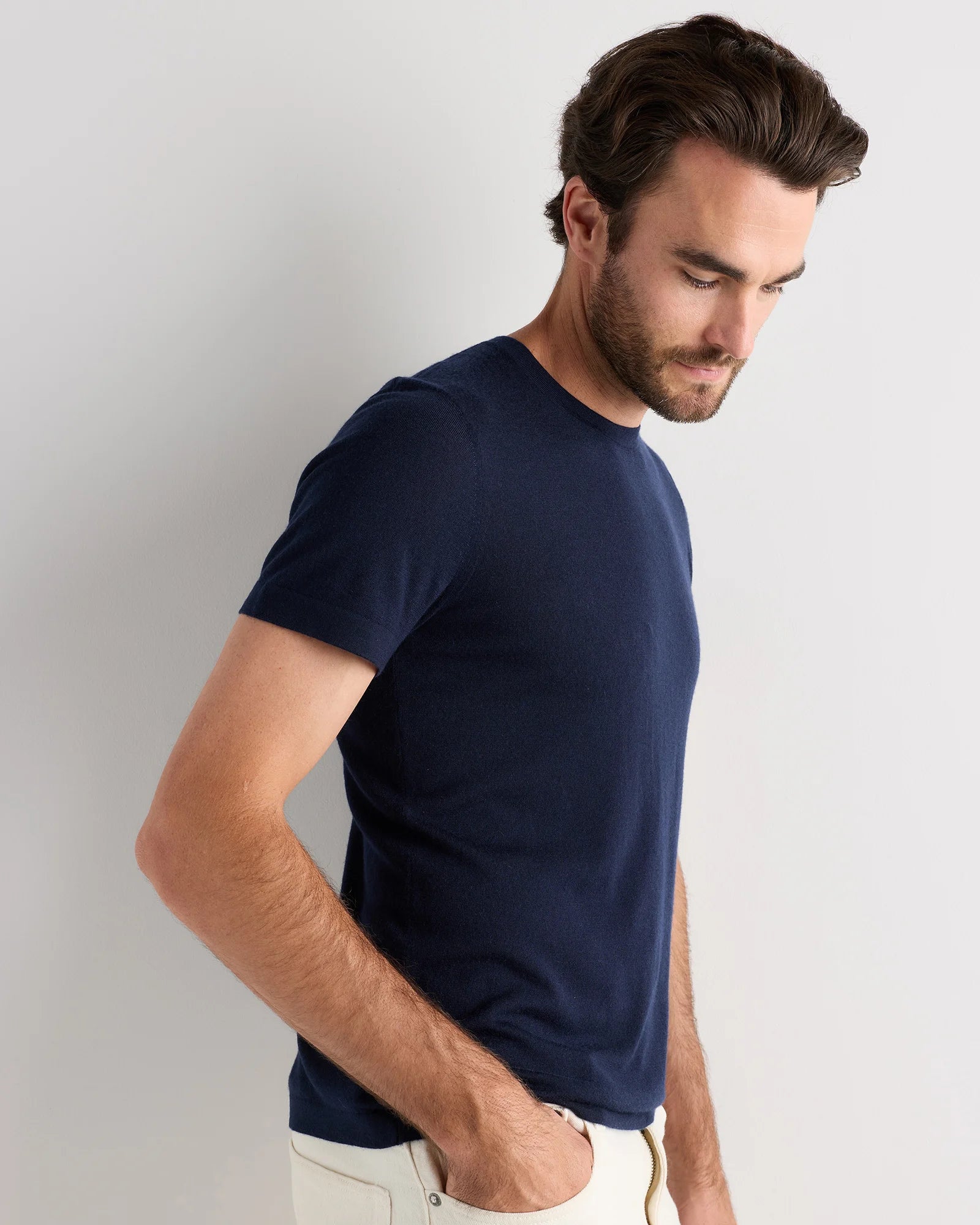 100% Superfine Mongolian Cashmere Tee - S / True Navy Secondary image