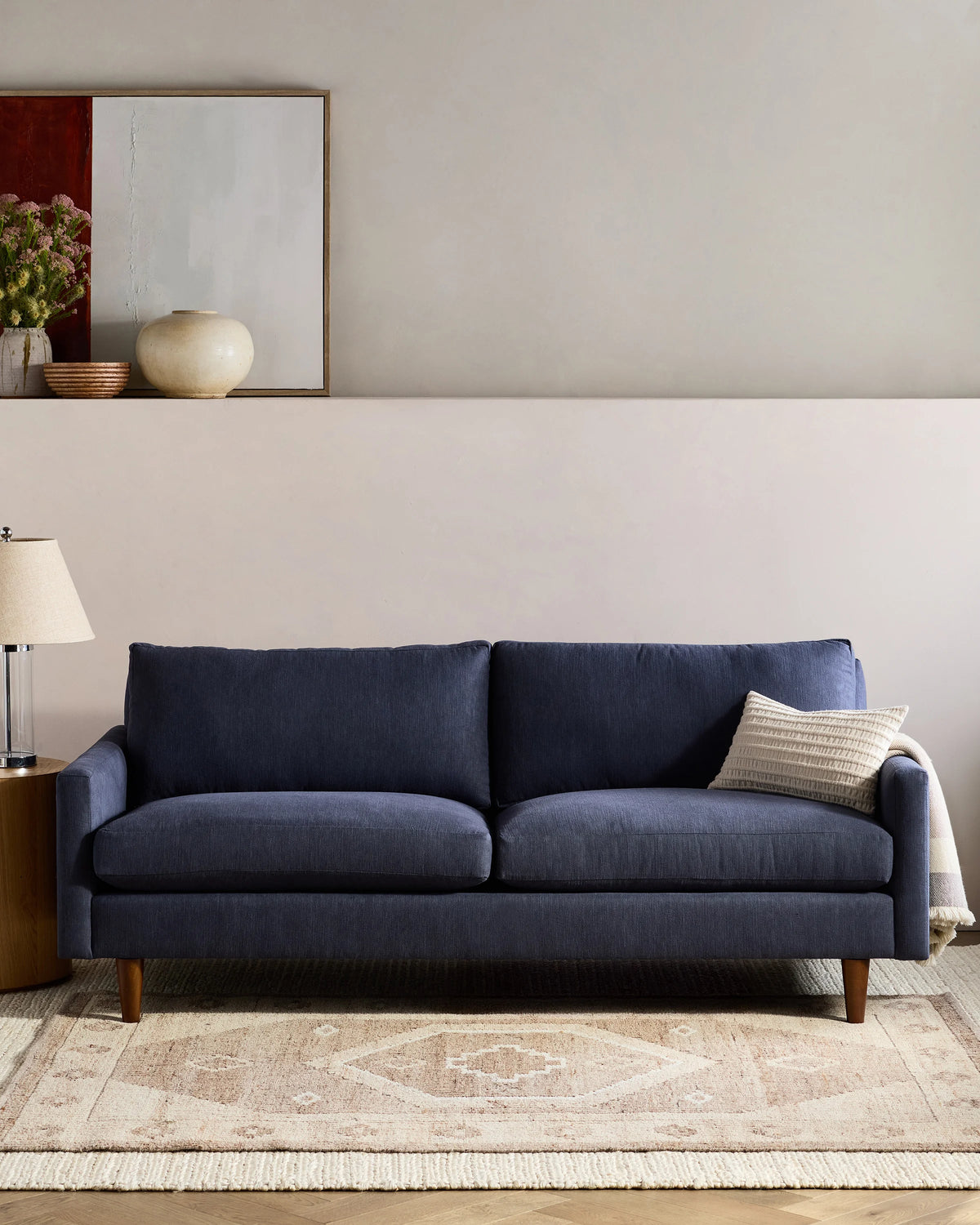 Atlas Midcentury Sofa in Performance Chenille Linen Blend - 6ft / Snow