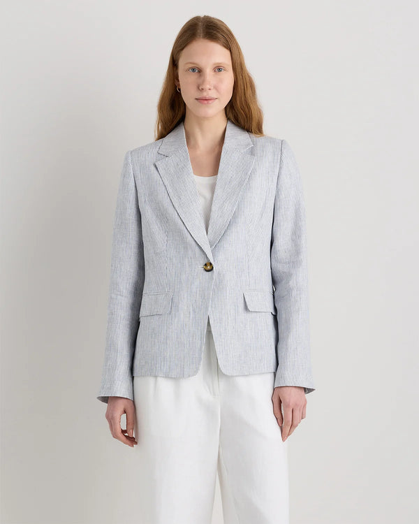 100% European Linen Structured Blazer - XS / French Blue