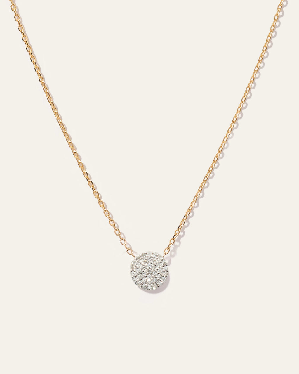 14K Gold Diamond Pave Disc Necklace - One Size / Yellow Gold